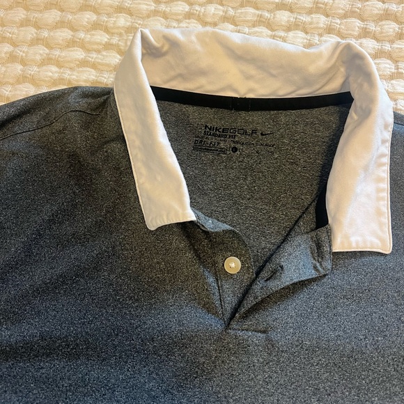 Nike Men's Charcoal and White Polo Shirt - Picture 1 of 3